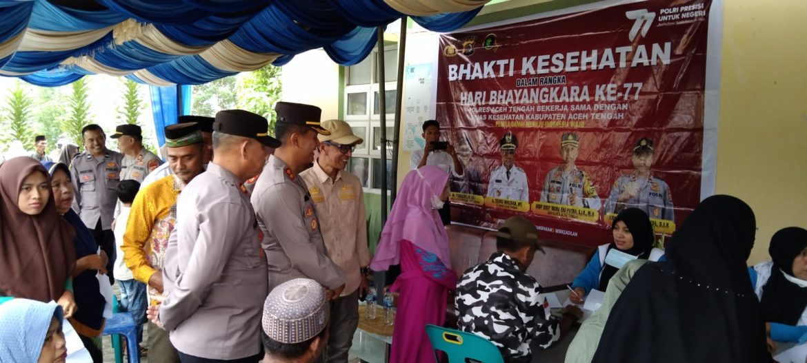 Lagi Sambut Hari Bhayangkara Ke 77, Polres Aceh Tengah Gelar Bakti Sosial Kesehatan Hingga Ke Pelosok Desa