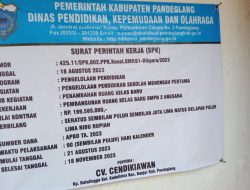 Proyek Pembangunan Di SMPN 2 Angsana Diduga Janggal